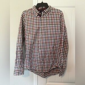 Tommy Hilfiger Men’s Large Slim Fit Oxford Long Sleeve Button Down Plaid Cotton